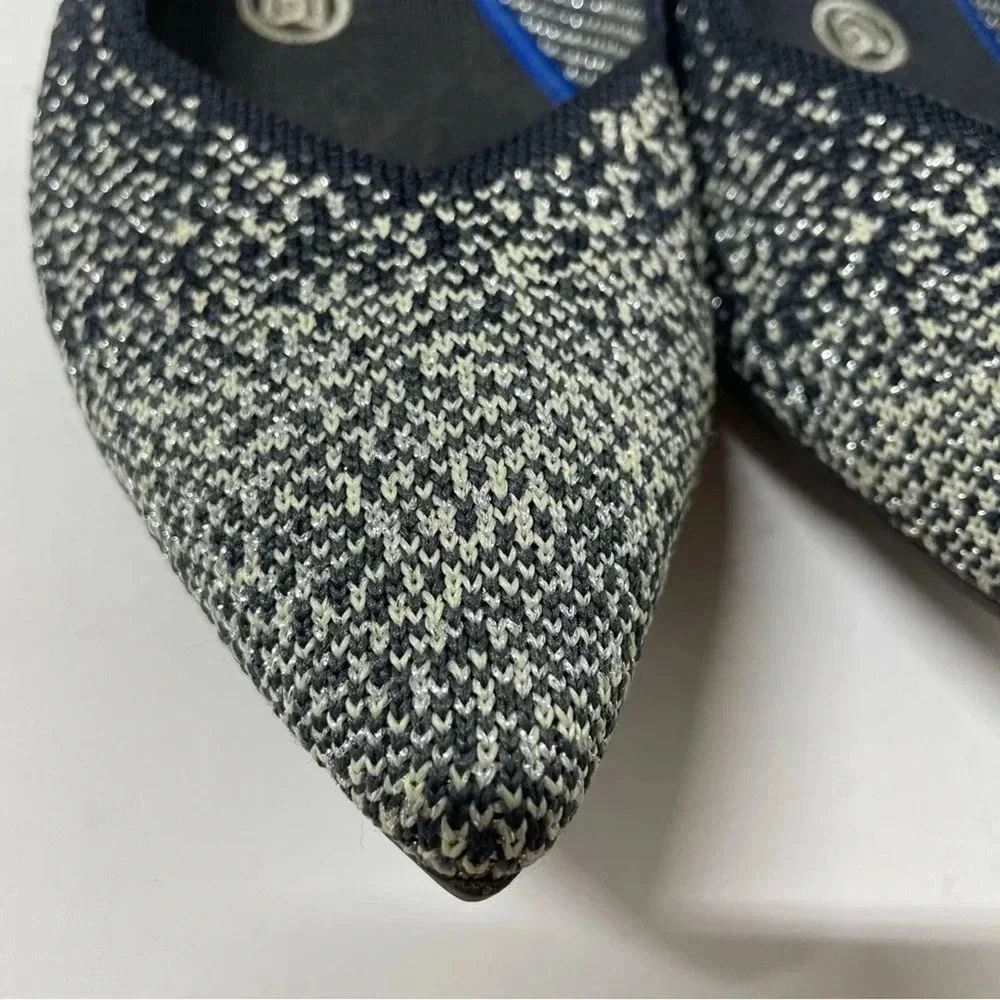 Rothy's Retired Limited Edition Slate Sparkly Metallic The Point Flats Size 7